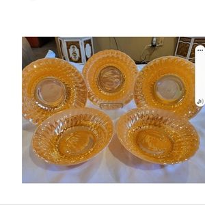 Vintage Set of 5 Fire King Peach Swirl Serving Bowls in Pristine Condition